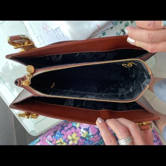 Salvatore Ferragamo tote bag leather Brown Gancini gold hardware shoulder - Picture 5 of 11